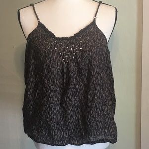 3/$25 AERIE black/tan embellished tank top medium